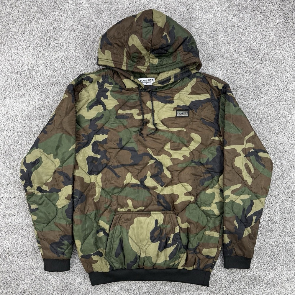Black Rifle Coffee Company Woobie Hoodie Men's S Camo Quilted Drawstrings